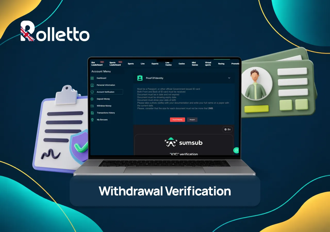rolletto withdrawal verification